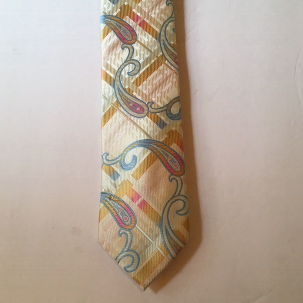 Men’s Henri Picard Paisley Tie Floral Pastel Colors Summer Spring
